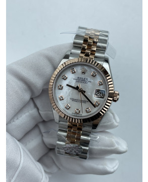 (준비완료/특급배송)NO.3606/롤렉스 데이저스트 31mm 여성용 시계 로즈골드 콤비 자개다이얼 플루티드 베젤 쥬빌레 밴드 (QP공장)